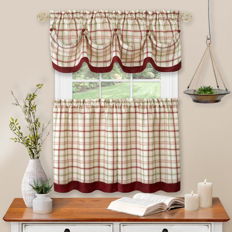 Tattersall Tier & Tucked Valance Set