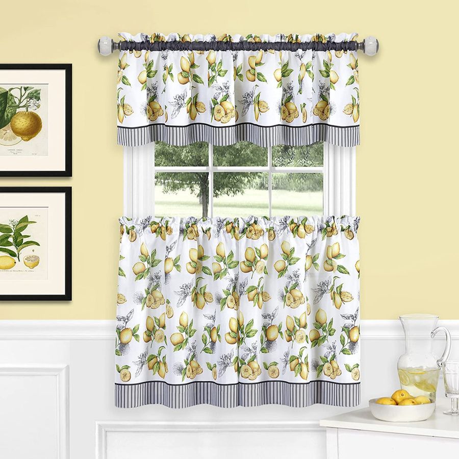 Lemon Drop Rod Pocket Tier & Valance Set