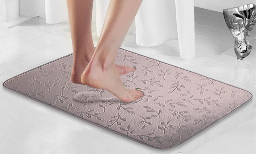 Embossed Leaf Memory Foam Bath Rug