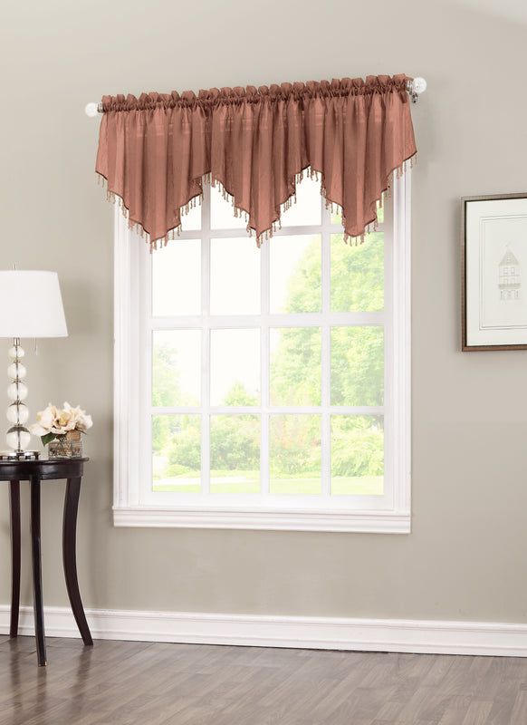 Erica Semi-Sheer Crushed Voile Rod Pocket Valance with Beads
