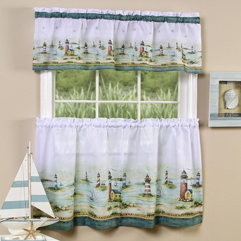 Hamptons Rod Pocket Tier & Valance Set