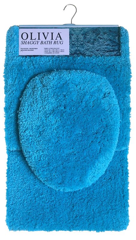 Olivia Shaggy 3pc Bath Rug Set