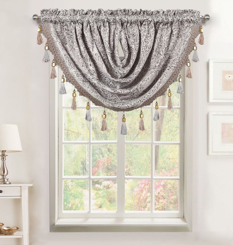 Seville Rod Pocket Waterfall Valance with Tassels