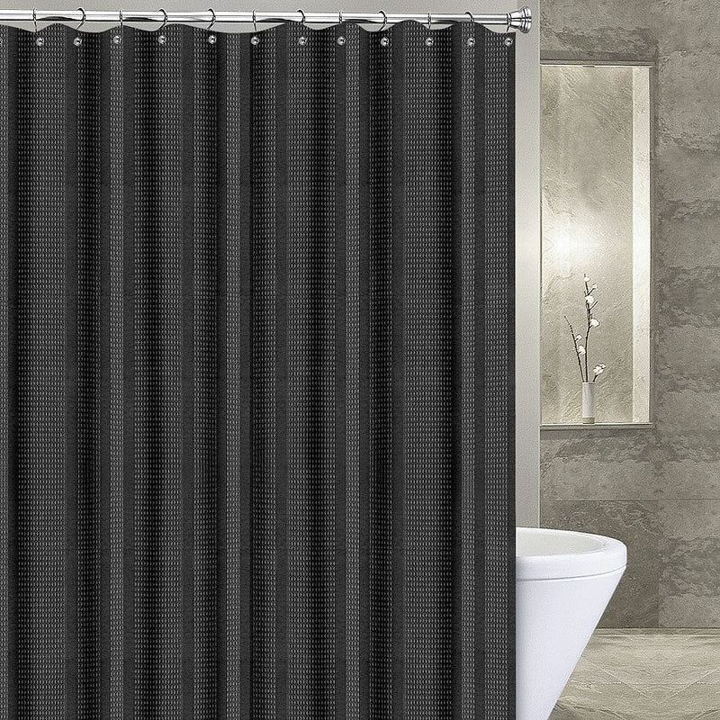 Waffle Stripe Stall Fabric Shower Curtain