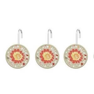 Coral Paisley Shower Hooks