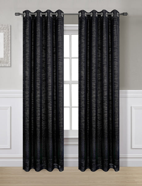 Glitter Foamback Grommet Panel 84" - 054x084   Black  C37854- Marburn Curtains