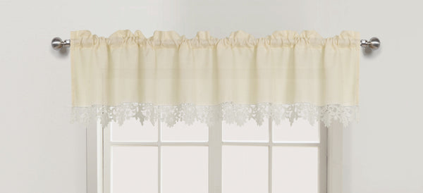 Nancy Rod Pocket Lace Trimmed Valance - 056x012   Beige C43689- Marburn Curtains