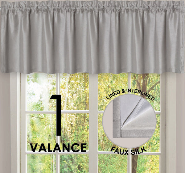 Elite Rod Pocket Lined Valance - 054x016   Silver C43753- Marburn Curtains