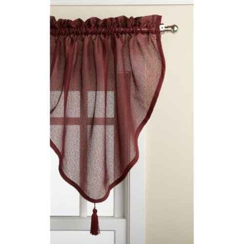 Reverie Rod Pocket Semi-Sheer Snow Voile Scarf Valance - Ascot Valance 040x025 Burgundy C33485- Marburn Curtains