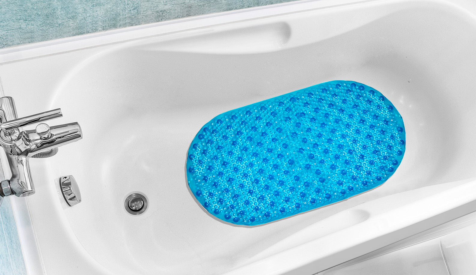 Bubble Tub Mat - 15.5x027 Turquoise C38326- Marburn Curtains