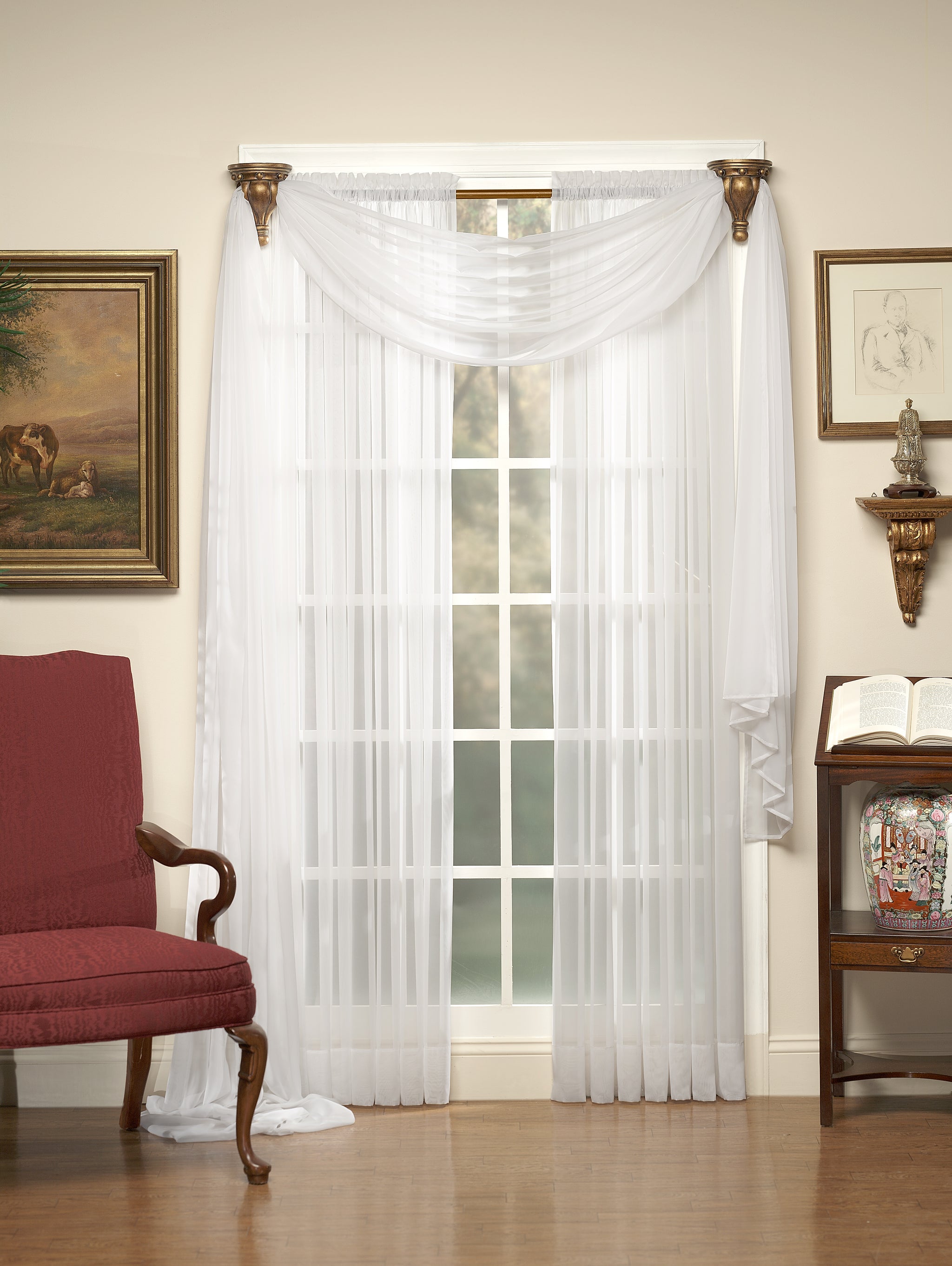 Emelia Sheer Voile Tailored Panel - 060x045   White  C31842- Marburn Curtains