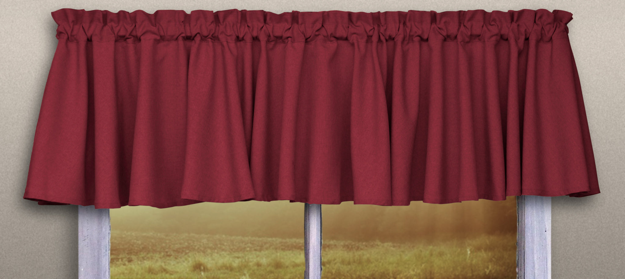 Glasgow Rod Pocket Tier / Valance / Swag - Valance 084x015 Pomegranate C31722- Marburn Curtains