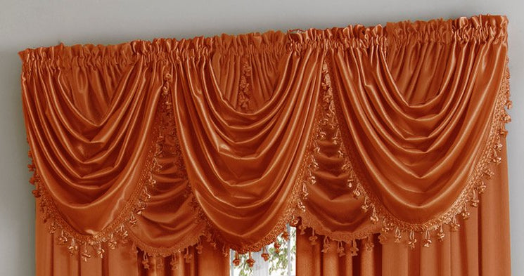 Hilton/Hyatt Waterfall Valance w/Tassel - 055x037   Spice  C44748- Marburn Curtains
