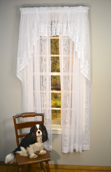 Hydrangea Lace Valance - 056x013 White C40753- Marburn Curtains