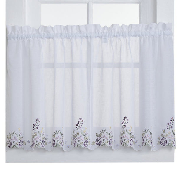 Isabella Rod Pocket Tier - Tier 060x024 White Lilac C28945- Marburn Curtains