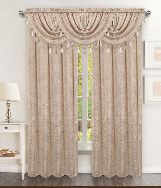 Seville Rod Pocket Waterfall Valance with Tassels - - Marburn Curtains