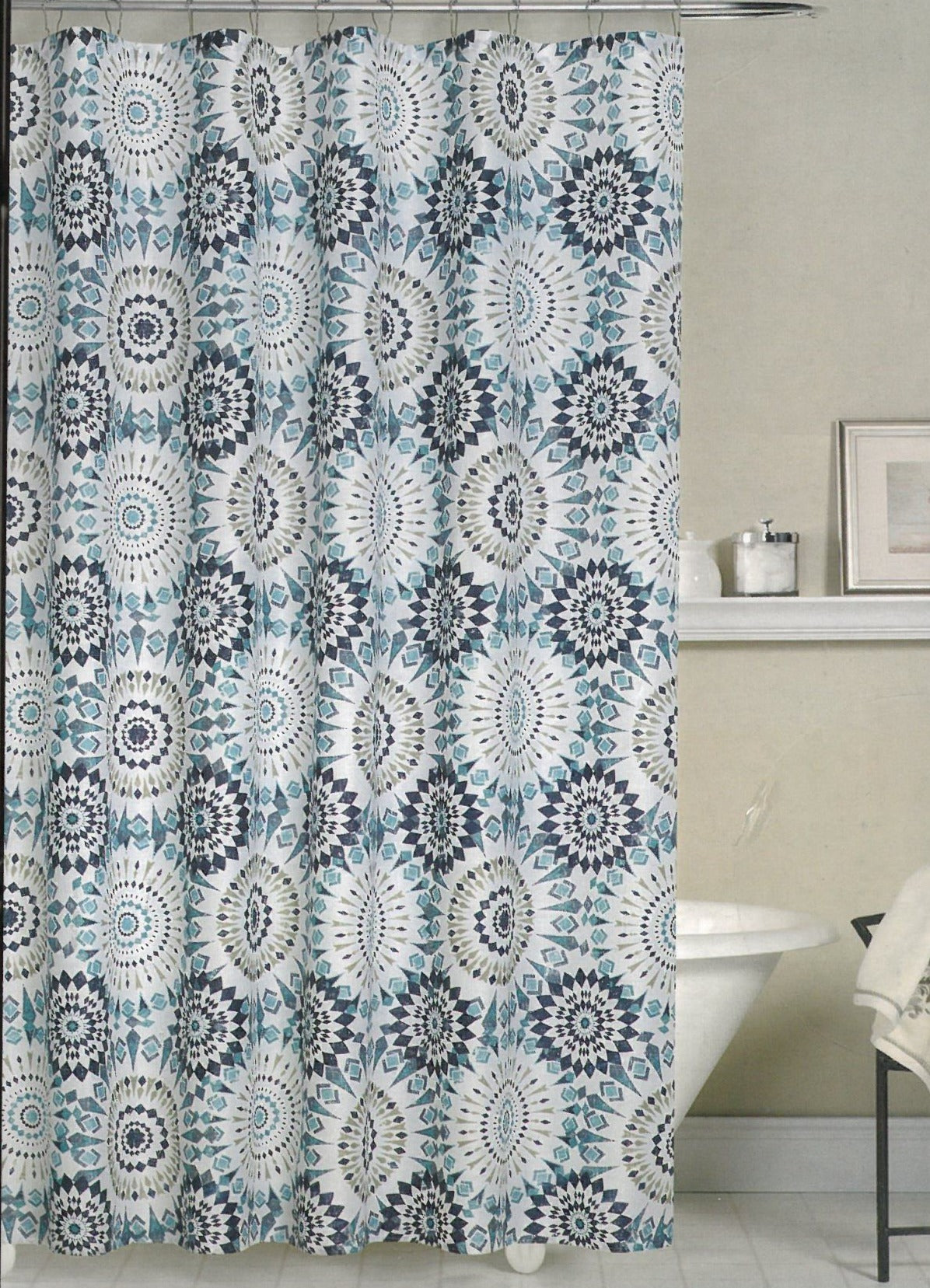 Bamboo Weave Fabric Shower Curtain-Westport Blue - - Marburn Curtains