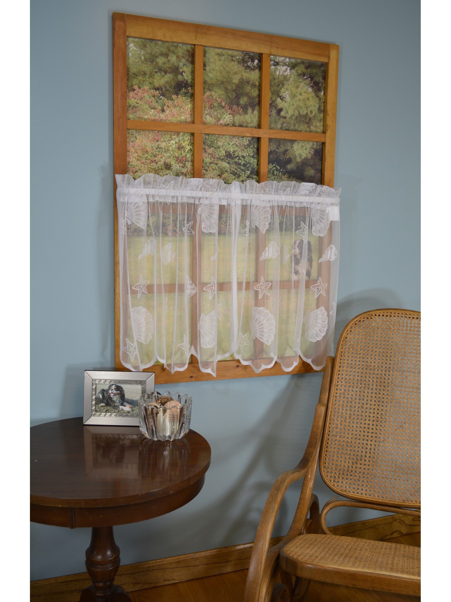 Seashell Lace Rod Pocket Panel Collection - Tier 056x024 White C33806- Marburn Curtains