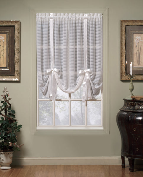 Silhouette Sheer Rod Pocket Collection - Tie Up Shade 058x063 Blue C32214- Marburn Curtains