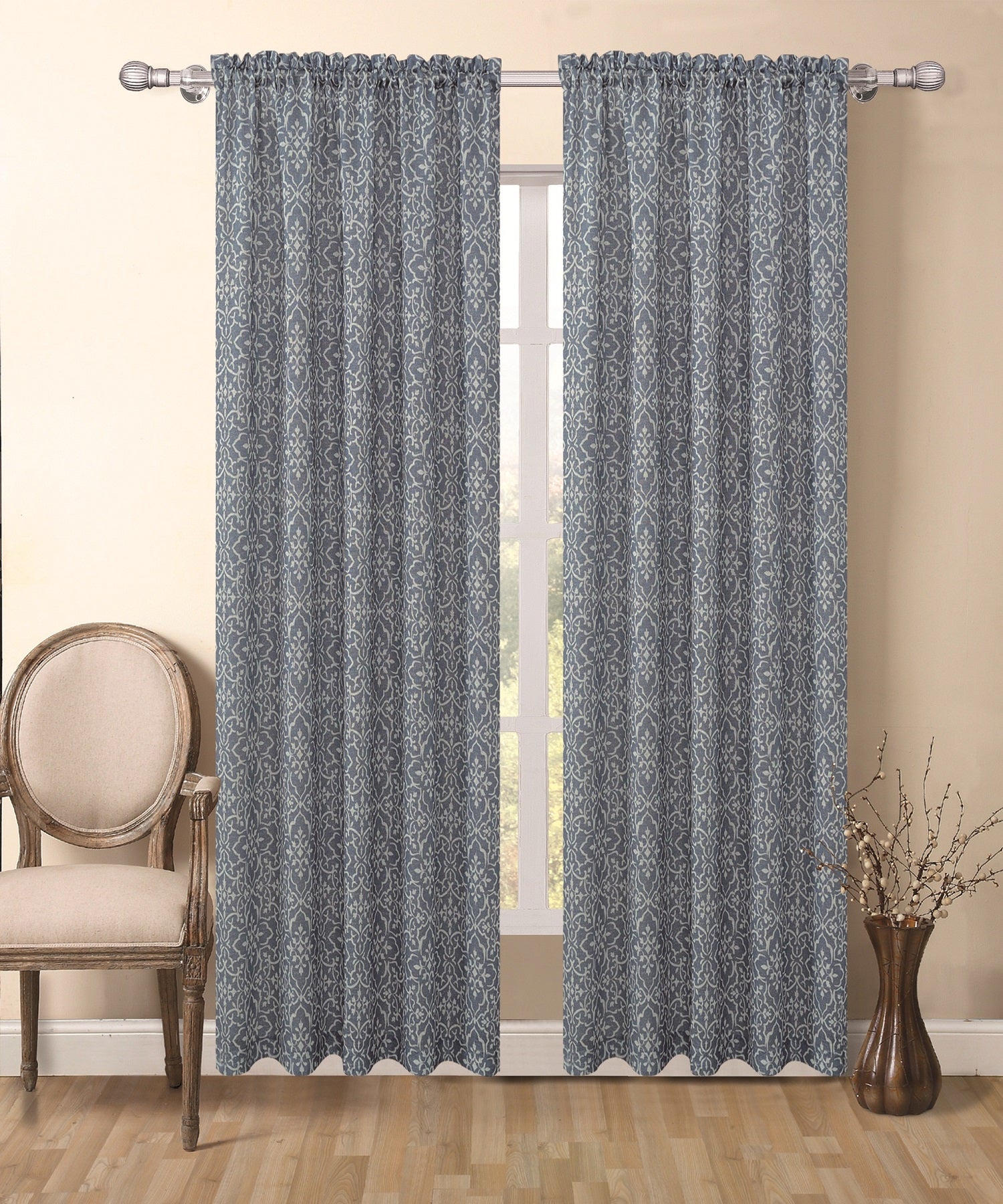 Venetian Rod Pocket Panel 84" - 54x84 Blue C42740- Marburn Curtains