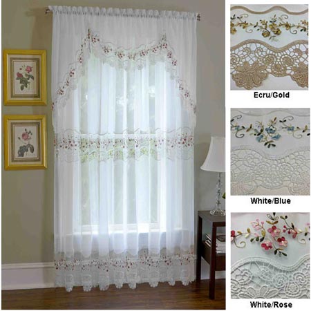 Vintage Embroidered Semi-Sheer Rod Pocket Panel - - Marburn Curtains
